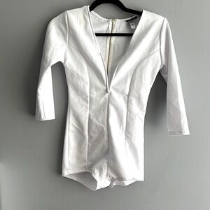 White Romper with Quarter length sleeves